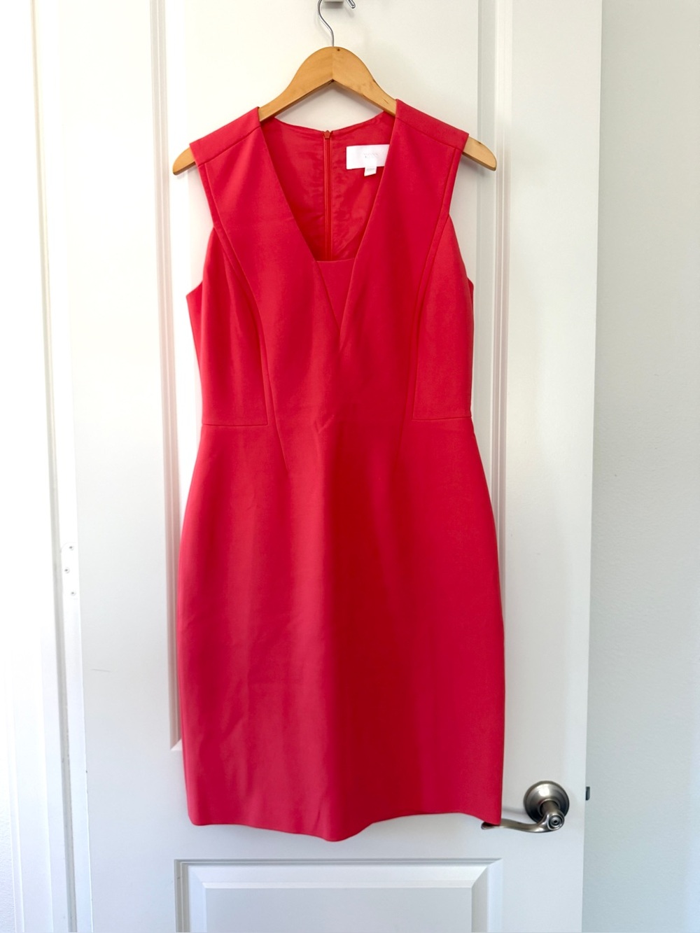Hugo Boss Bright Pink Sleeveless V-Neck Sheath Dress
